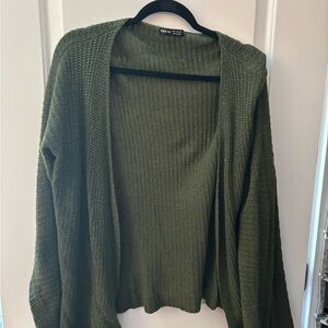 SHEIN Olive Open-Front Cardigan